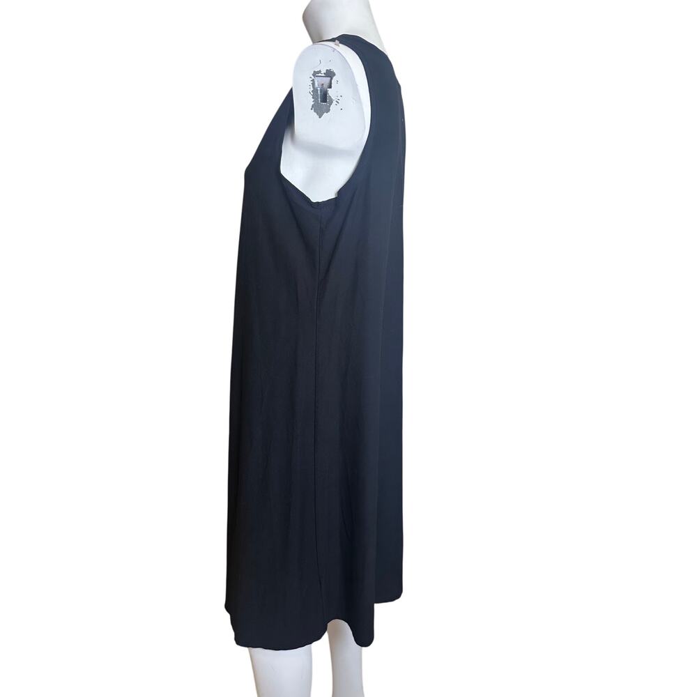 Eileen Fisher Black Sleeveless Stretch Jersey A-Line Midi Dress Women's L - Picture 4 of 10